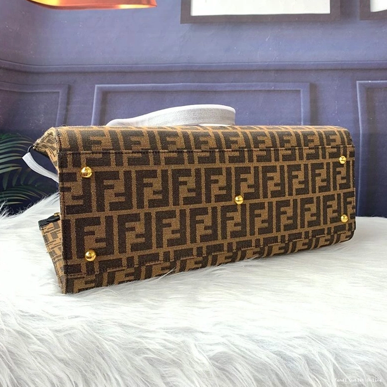 Cheap Black X-Tote Motif Medium Peekaboo In Fendi FF Fabric Coffee 0805